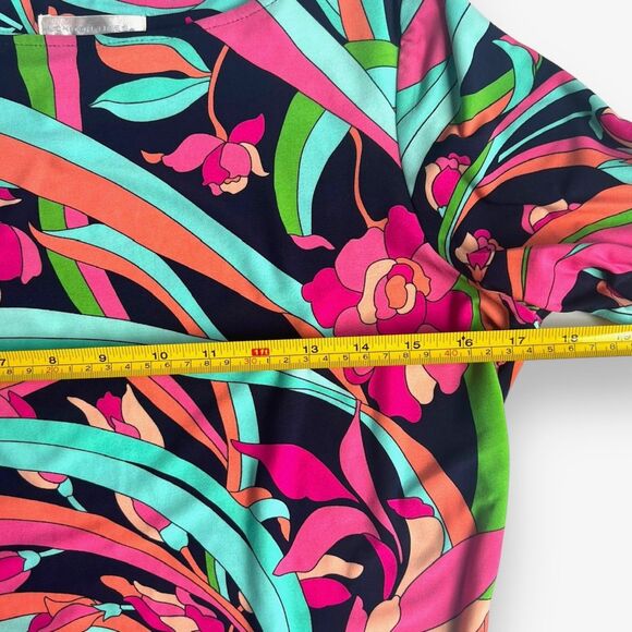 London Times-Dress-3/4 Sleeve-Knee Length-Size 6-Navy Pink-Flower Flourish Swirl - Picture 8 of 8